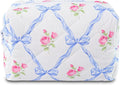 Quilted Makeup Bag Floral Cotton Make up Bag Puffy Coquette Makeup pouch Aesthetic Cute Travel Toiletry Bag for Women Girls