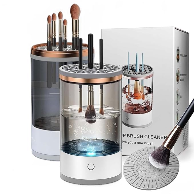 Beauty Swirl Cosmetic Brush Cleaner, Makeup Brush Cleaner, The Cozy Luna Brush Cleaner, Electric Makeup Brush Cleaner Machine for Deep Cleaning All Size Makeup Brus (Transparent+Black)