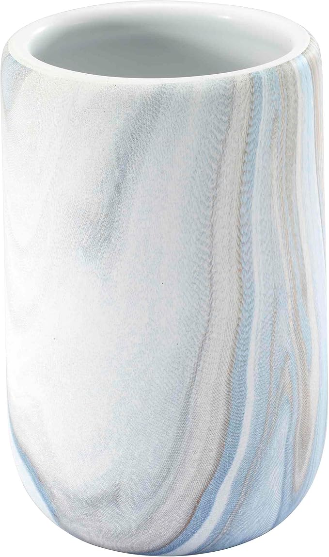 Avanti Linens - Tumbler, Resin Countertop Accessories, Guest Bathroom Essentials (Waves Collection, Blue)
