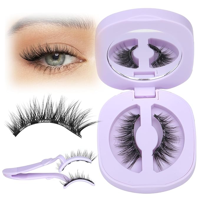 Magnetic Eyelashes with Applicator – Easy Snap-On Magnetic Lashes for Beginners, Natural Cat Eye Look, No Glue No Liner, Reusable Lightweight Strip Lashes by Yawamica