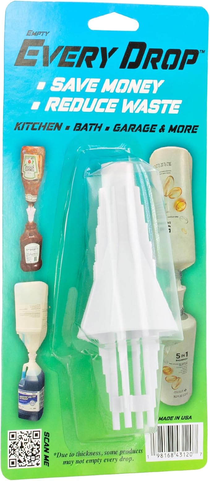 Last Drop Universal Bottle Emptying Kit Transfer Connector for Soap, Lotion, Shampoo, Conditioner, and Kitchen