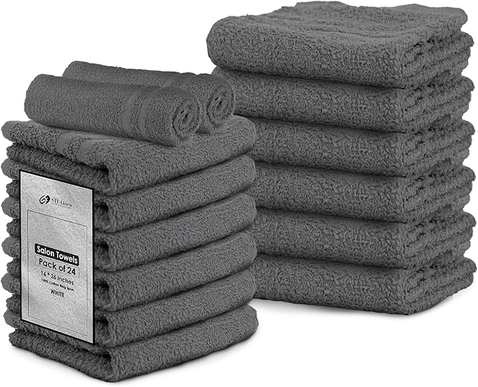24 Pack Dark Grey Hand Towel 100% Cotton Spa Towel – 16x27 inches Highly Absorbable Facial Towels Gym, Hair Towel and Face Towel Bulk Small Towels (Not Bleach Proof)