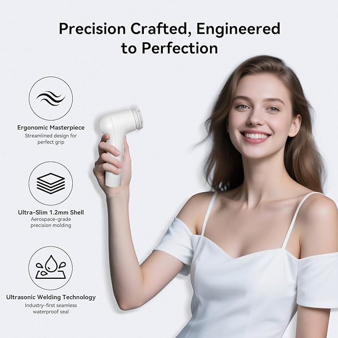 Electric Facial Cleansing Brush - Rechargeable Silicone Face Scrubber exfoliator, Face wash Machine, Pore Cleansing Brush for Women and Men,3Speeds,Waterproof, Exfoliating & Massage, White