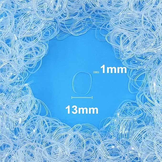 1500pcs Mini Hair Rubber Bands, Non-slip Rubber Hair Bands for Girls, Elastic Hair Ties(0.5 inch) Clear