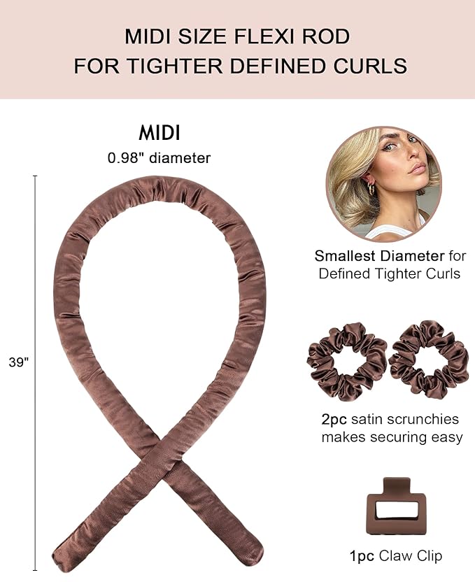 Small Heatless Curls Overnight Hair Curlers Rollers for Short Medium Hair to Sleep in, No Heat Curls Overnight Blowout Flexi Rods, Satin Heatless Curlers Curling Set for Fine Thin Hair
