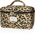 1pc Large Makeup Bag, Cute Cosmetic Bag for Women Girls, Floral Coquette Aesthetic Toiletry Bag, Travel Make Up Organizer Bag (Leopard Print)