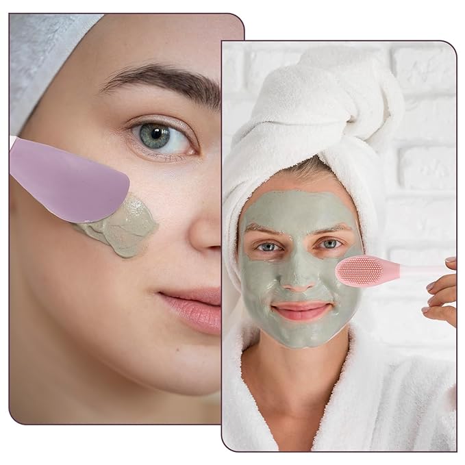 4 Pcs Face Mask Applicators, Double-Ended Mask Applicator Tool, Silicone Face Mask-Brush, Beauty Skincare Supplies Tool, Massage Spatula, Reusable Facial Brushes Applicator for Clay, Cream, Lotion