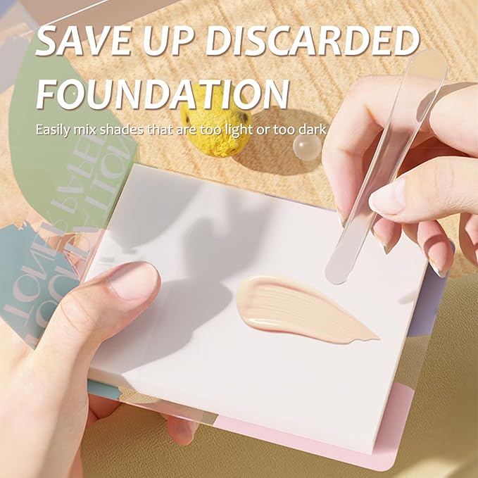 200Pieces Makeup Mixing Palette Papers, 2 Set of Cosmetic Palette Paper with Mixing Stick, Disposable Foundation Mixing Tray for blending foundation, concealer, eyeshadow, and liquid blush