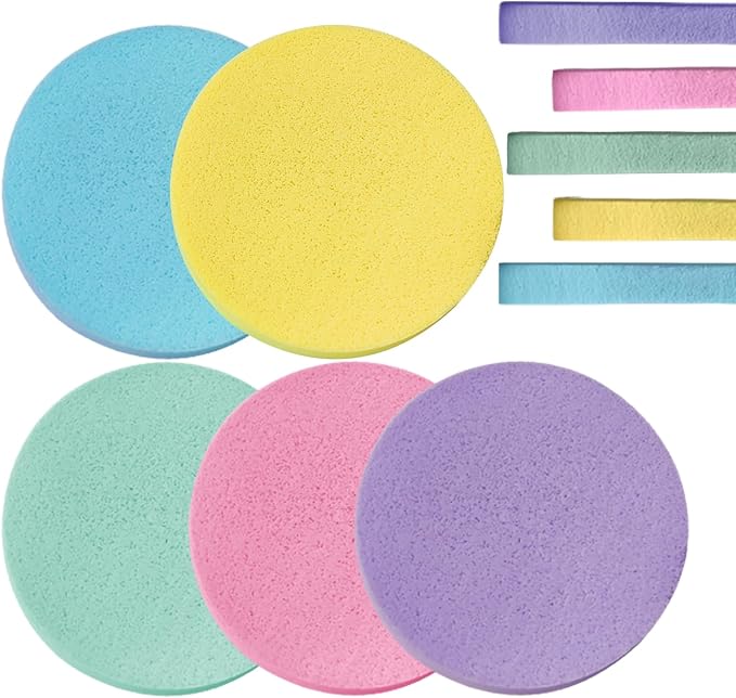 120Pcs Compressed Facial Sponges Face Cleansing Sponge exfoliating sponge for Face Cleansing,Massage, Mask, Makeup Removal (Mix-color)