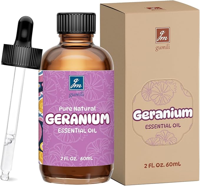 Geranium Essential Oil 2 Oz, Pure Geranium Oil for Skin, Hair, Diffuser, DIY Projects