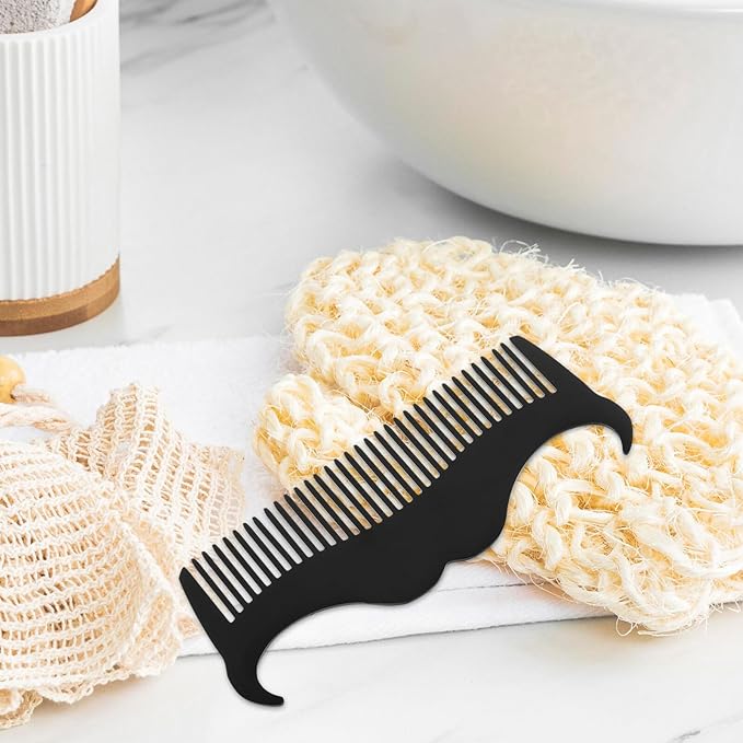 Men’s Beard Shaping Tool Stainless Steel Beard and Mustache Comb Portable for Precise Styling and Trimming with Black Opp Pocket Case