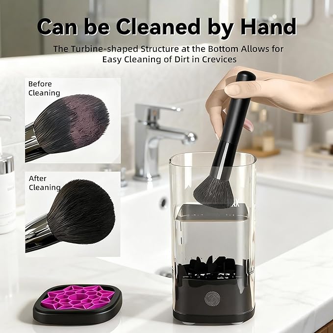 3 IN 1 Electric Makeup Brush Cleaner Machine, Portable Automatic USB Cosmetic Brush Cleaner Dryer for All Size Beauty Makeup Brushes Set, Foundation brush, Contour, Eyeshadow, Blush Brushes