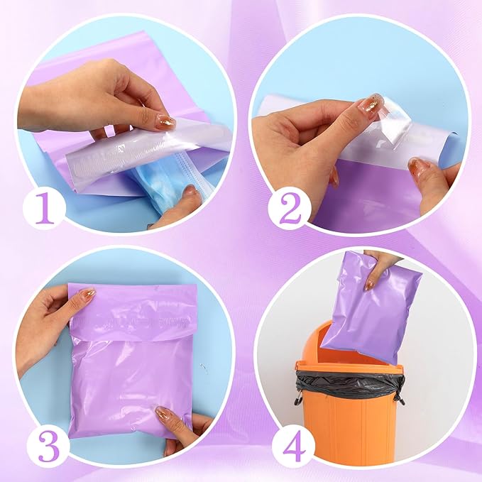 Fulmoon 300pcs Sanitary Napkin Disposal Bag Disposable Sanitary Bag Personal Care Disposal for Tampons Trash Bags period Tampon Bags for Women Privacy Handling Sack Diaper Sack(Purple)