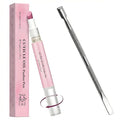 Ceramic Cuticle Pusher & Nail Oil Pen, 2-in-1 Nail Care Tool for Sensitive or Damaged Nails, Gentle Hangnail Remover, Portable Nail Pen with Stainless Steel Cuticle Cleaner (Pink)