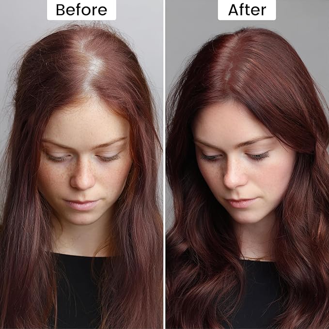 VOLLUCK Root Touch up Powder, Instant Hairline Powder for Thinning Areas and Gray Hair Coverage, Natural and Non-greasy Root Cover up for Women and Men (Red Brown, 0.14 Ounce)