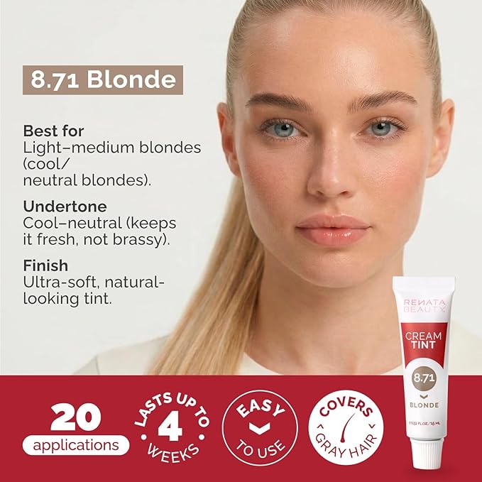 RB RENATA BEAUTY Tint Kit for Spot Coloring – Cream Hair Dye Kit with Developer and Application Brush, Covers Gray Hairs, Smudge-Proof, Long-Lasting Up to 4 Weeks, 20 Applications [Blonde]
