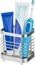 MYITYARD Toothbrush Holder for Bathroom, Stainless Steel Ventilated Electric Toothbrush & Toothpaste Holder, Modern Metal Bathroom Toothbrush Organizer, Bathroom Accessories, Silver