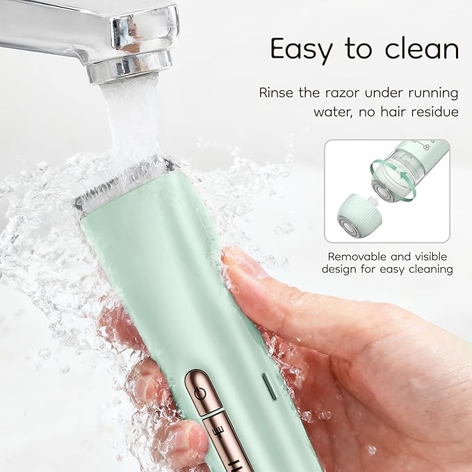 Bikini & Body Hair Trimmer for Women, Dual Head - IPX7 Waterproof Electric Razor for Gentle Pubic, Facial, Underarm, and Leg Shaving