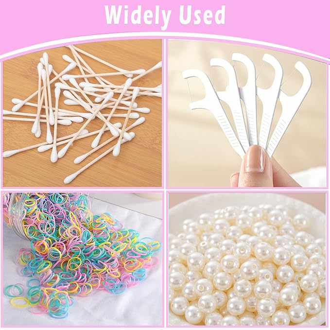 Cotton Swab Holder for Travel, 2 Pcs Portable Small Dental Floss Holder Empty Metal Cotton Ball Holder, Travel Floss Picks Case with Dustproof Lid for Cotton Swabs Hair Ties Floss, Pink