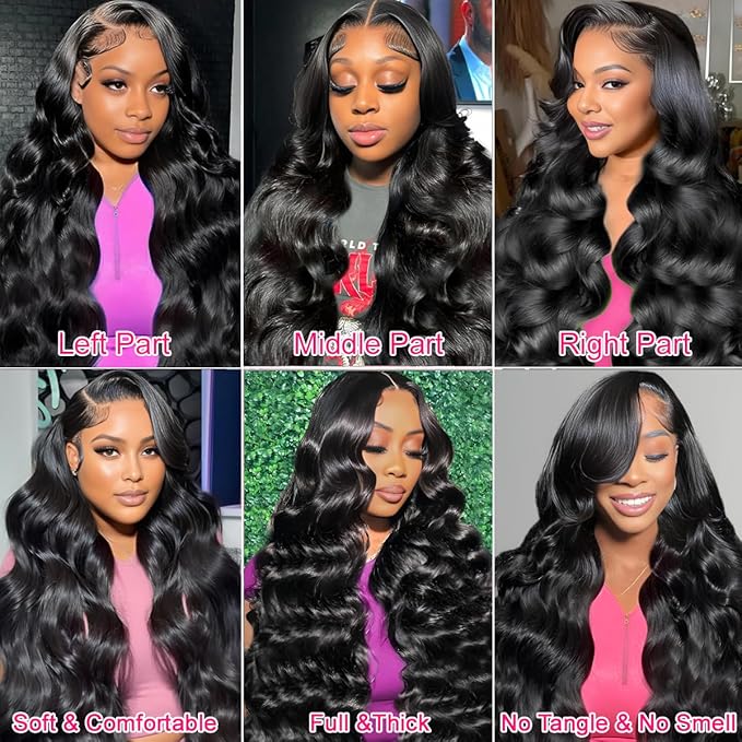 Sunelk 200 Density 13x6 Lace Front Wigs Human Hair 34 Inch Body Wave HD Lace Front Wigs Human Hair Pre Plucked Glueless Wigs Human Hair for Women 13x6 HD Lace Frontal Wig