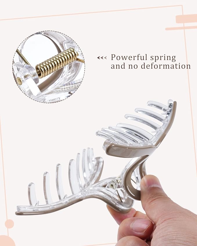 Molans 5“ Large Hair Claw Clips 4PCS for Women - Acrylic Hair Accessories for Thick Hair and Long Hair, Big Strong Durable Hair Applique, Oversized Non-slip Rectangle Butterfly Jaw Hair Clips