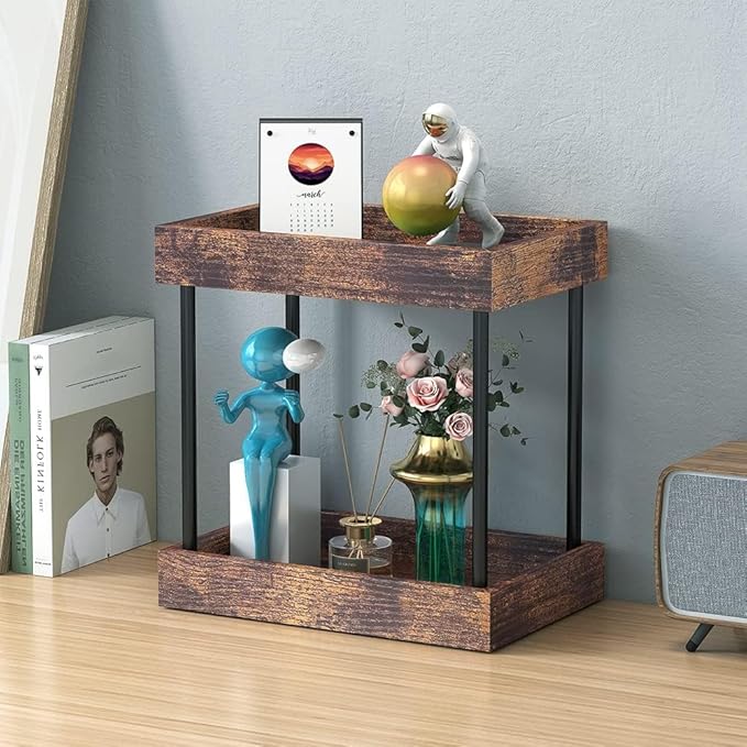 2 Tier Bathroom Organizer Countertop, Wooden Bathroom Trays for Counter Vanity Organizer Cosmetic Storage Vanity Organizer, Coffee Station Organizers, Kitchen Spice Rack