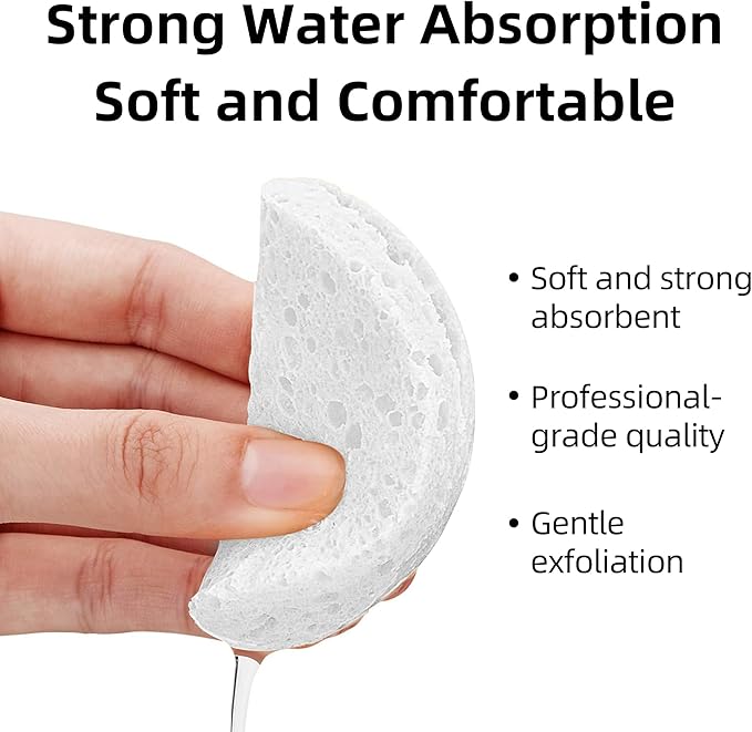 120-Count Compressed Facial Sponges|Kickleen100% Natural Cellulose Cosmetic Spa Sponges for Daily Facial Cleansing|Makeup And Mask Removal|Exfoliating|Skin Massage|Pore Exfoliation (120 Count (White))