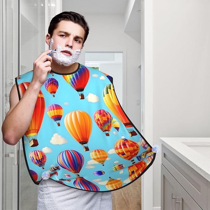 Pinks Cherry Blossoms Print Beard Bib Shaving Apron, Beard Hair Trimming Cape Gift For Dad