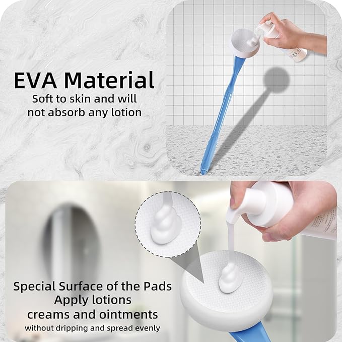 Lotion Applicator for Back, 20.5” Back Lotion Applicator, Back Lotion Applicators for Your Back, Easy Reach and Washable, Back Self Tanner Applicator（Deep Blue）