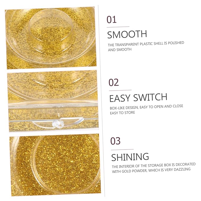 6pcs Glitter Square Eyelash Packaging Boxes Transparent Lash Storage Cases with Shiny Bottom Cards Lightweight Holders for Easy Eyelash Organization and Display