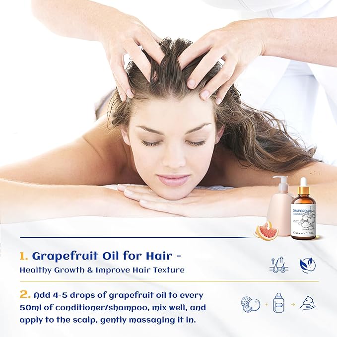 HIQILI 30 ml Grapefruit Essential Oil, for Diffuser, Skin Care,100% Pure and Natural - 1 Fl Oz