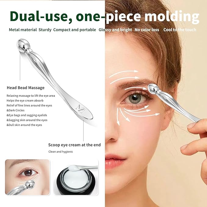 Stainless Steel GuaSha & Eye Cream Applicator Facial Tools, Metal Guasha for Face Neck, Eye Massager Tool, Lymphatic Drainage Face Massage Tool, Skin Care Gift