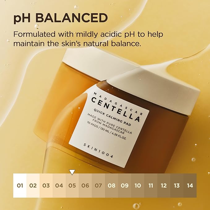 SKIN1004 Centella Quick Calming Pad, 70 Pads, Korean Face Toner Pad with Madagascar Centella Asiatica & Hyaluronic Acid, Hydrating & Soothing Facial Toner Pads for Gentle Exfoliation, Korean Skin Care