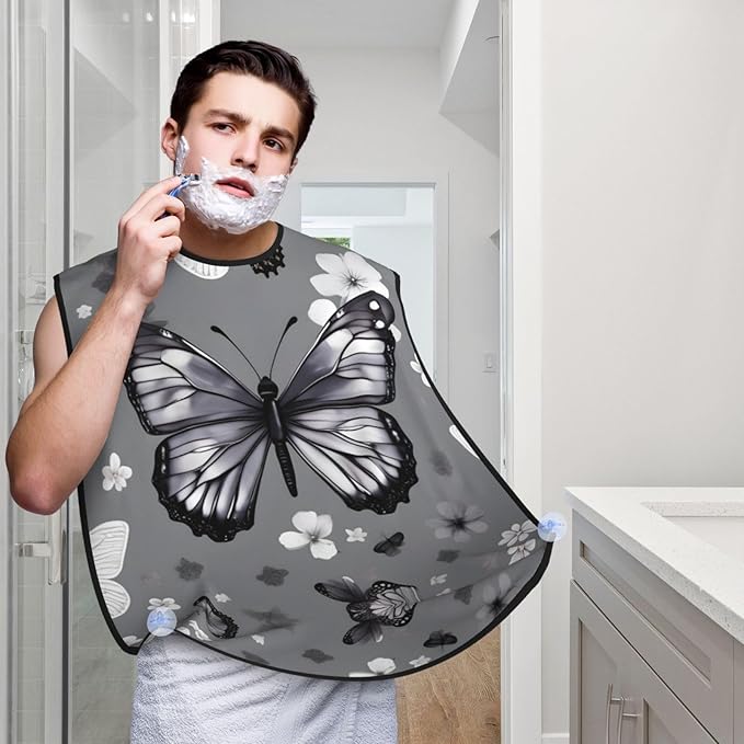 Cute Black Pug Dog-Standard-Scale-2_00x Print Beard Bib Shaving Apron, Beard Hair Trimming Cape Gift For Dad
