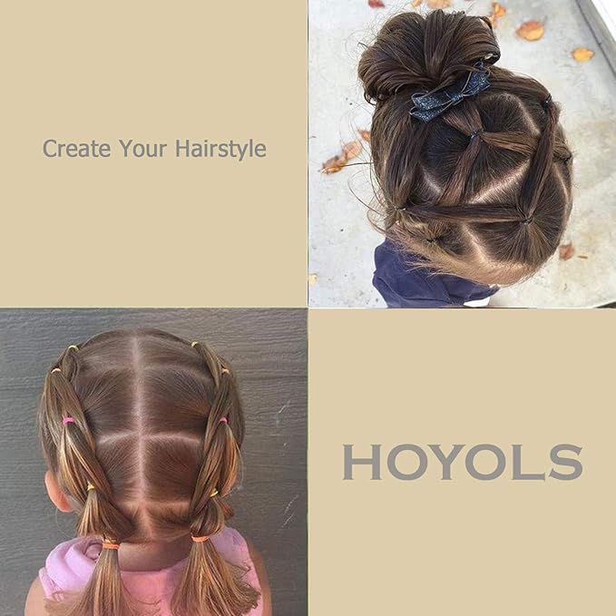 HOYOLS 1/2 Inch Small Black Rubber Bands for Hair Ties Elastics Mini Toddler Braids Ponytail Holders for Baby Girls Infants Kids Thick Hair No Damage 1000pcs (S) Latex-Free