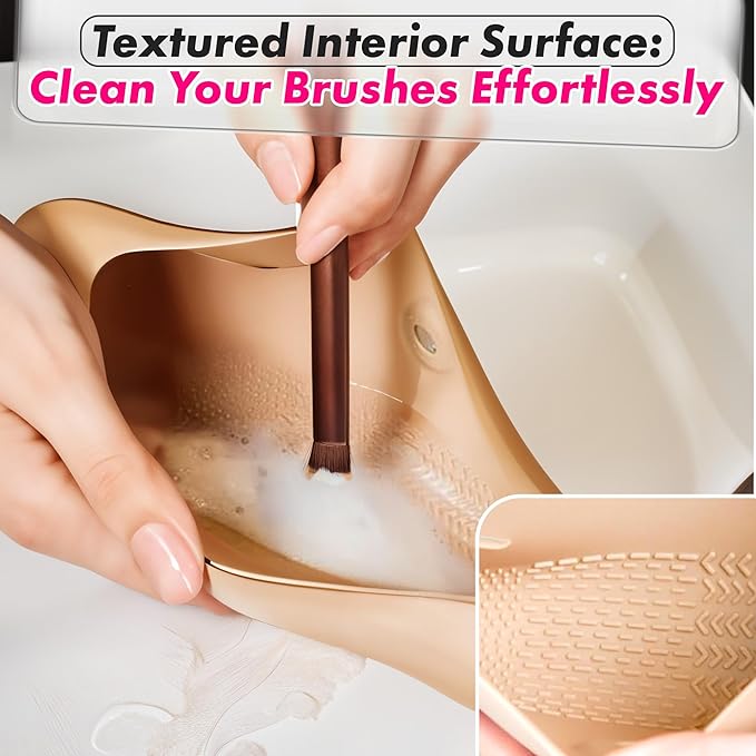 Silicone Makeup Brush Holder Travel – Stylish Silicone Make Up Bag 8.3 in, Travel Makeup Bag for Brushes, Easy-to-Clean Waterproof Case, Fits Purse or Tote, Magnetic Clips, Sturdy Brush Organizer
