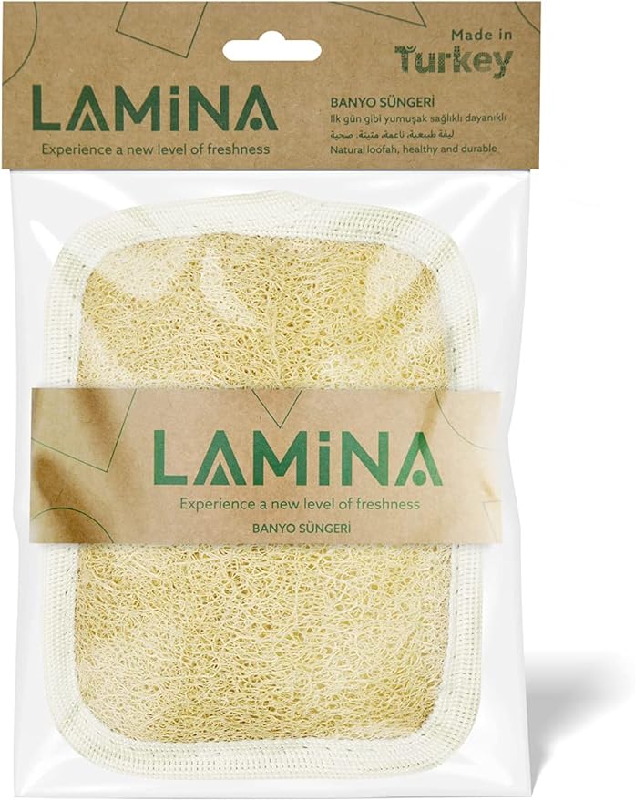 Veteran Textile%100 Natural-Organic, Loofah Sponge, Body Scrubber, Back Washer, Back Strap, Shower Bathing with The Loofah beds, All-Round Cleaning, Body Care [ Lamina ] (Double-Sided Bath Mitt)