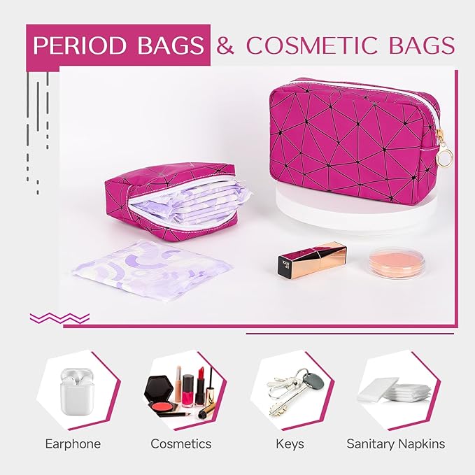 Period Bag for Teen Girls, Leather Sanitary Napkin Storage Bag, Portable Menstrual Pad Bag Period Pads Pouch, Small Make Up Bags
