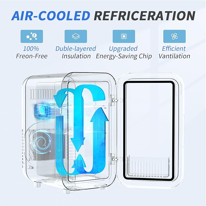 Mini Fridge, 6 Liter/8 Can 110V AC/DC Portable Thermoelectric Cooler Refrigerators for Bedroom, Skincare, Beverage, Office, Dorm Room and Car, Purple