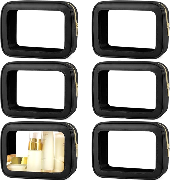 6PCS Clear Toiletry Bag,TSA Approved Travel Pouch with Zipper for Cosmetics and Toiletries，Diaper Bag Organizer Pouch Set, Purse Organizer and Clear Car Bag for Women and Kids
