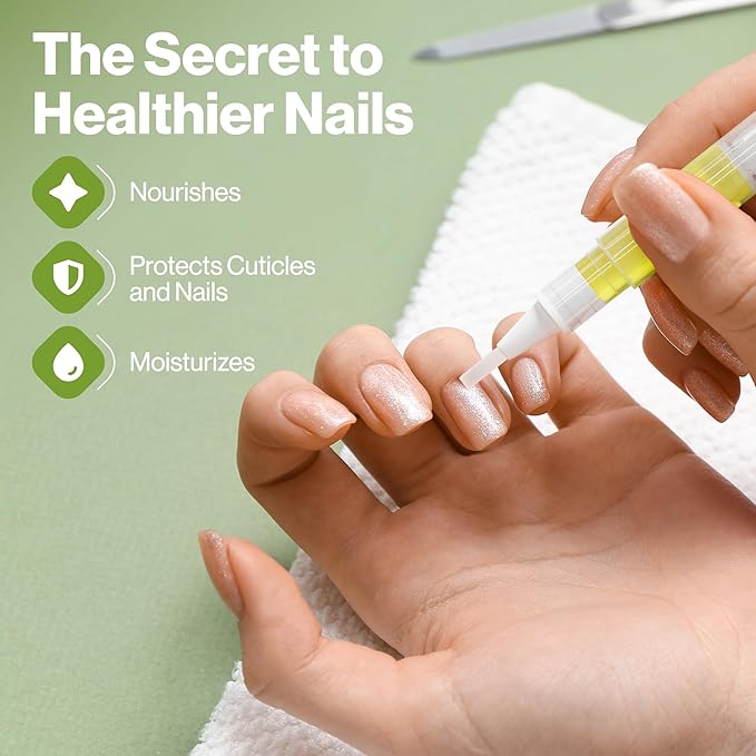 2-Pack Cuticle Oil Pen - Nail Cuticle Protector - Professional Manicure and Pedicure Set Accessory - Acrylic Nail Art Accessory - Strengthener and Softener - Contains Vitamin E