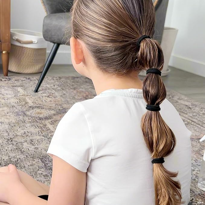 200 Pack Hair Ties BEoffer Kids Baby Toddlers Girls Elastics Hair Bands No Damage Black Small Rubber Bands Ponytail Pigtails Holders Not Harm to Hair (Black)