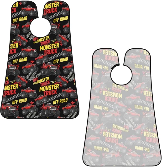 Men's Beard Maintenance Apron, Waterproof & Easy Clean, Monster Truck Car Red Black
