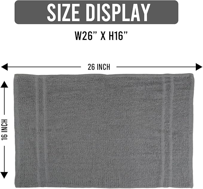 Hand Towels - Pack of 40, 16 x 27 Inches, 100% Cotton, Grey, Highly Absorbable, Facial, Gym, Hair, Face Towels