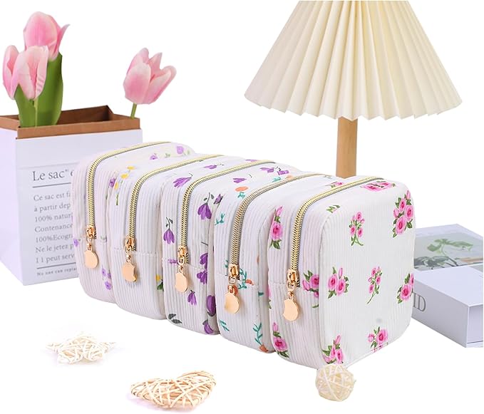 2-Pack Period Bag for Women Girls, Portable Corduroy Sanitary Napkin Storage Bag Period Pouch Small Discreet Menstrual Pouch, Sanitary Pads Bag Period Kits Tampons Holder for First Period