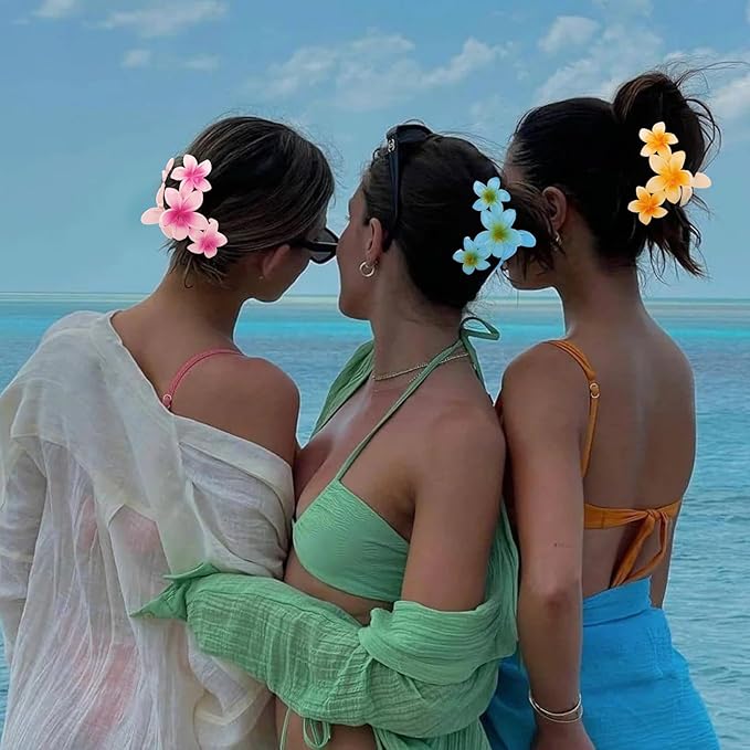 Hair Clips for Women 4Pcs Flower Claw Clips Cute Hair Claws Flower HairClip for Thick Thin Hair Strong Hold HairClaws Summer Accessories for Women Girls