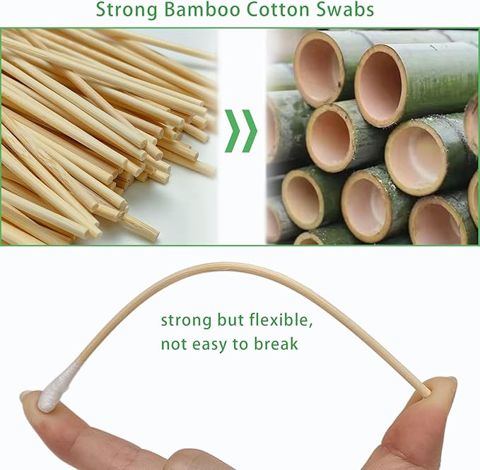 500/1000 Count 6'' Long Round/Pointed Cotton Swabs Durable Stem, Lint- Free Gun Cleaning Swabs Pure Cotton Tips for Gun Maintenance, Makeup, Pet Care, Equipment (Detailed Work)