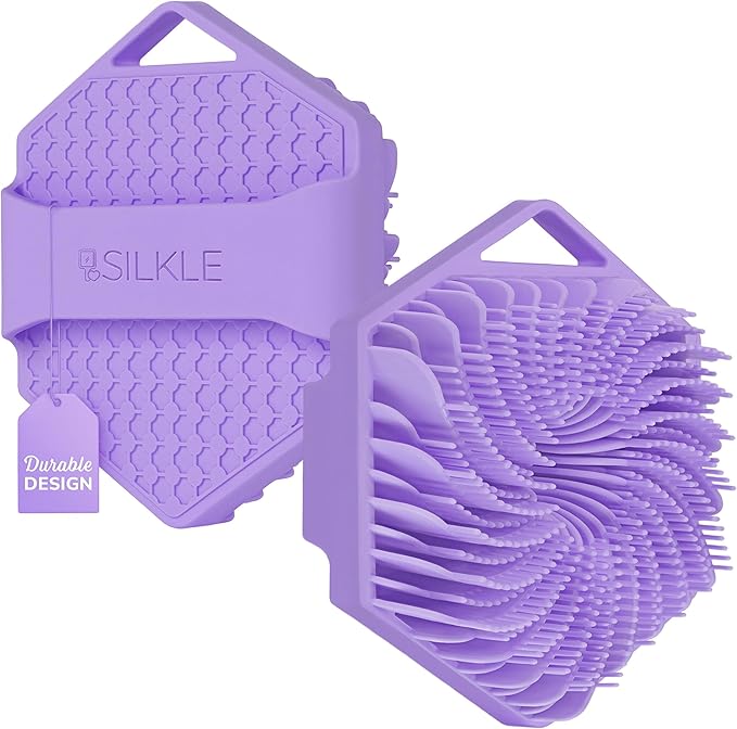 Silicone Body Scrubber – Gentle Exfoliating Shower Scrubber for Body & Bath, Silicone Shower Brush & Loofah Alternative – Non-Slip Silicone Body Brush, Quick Dry, Hygienic - Purple