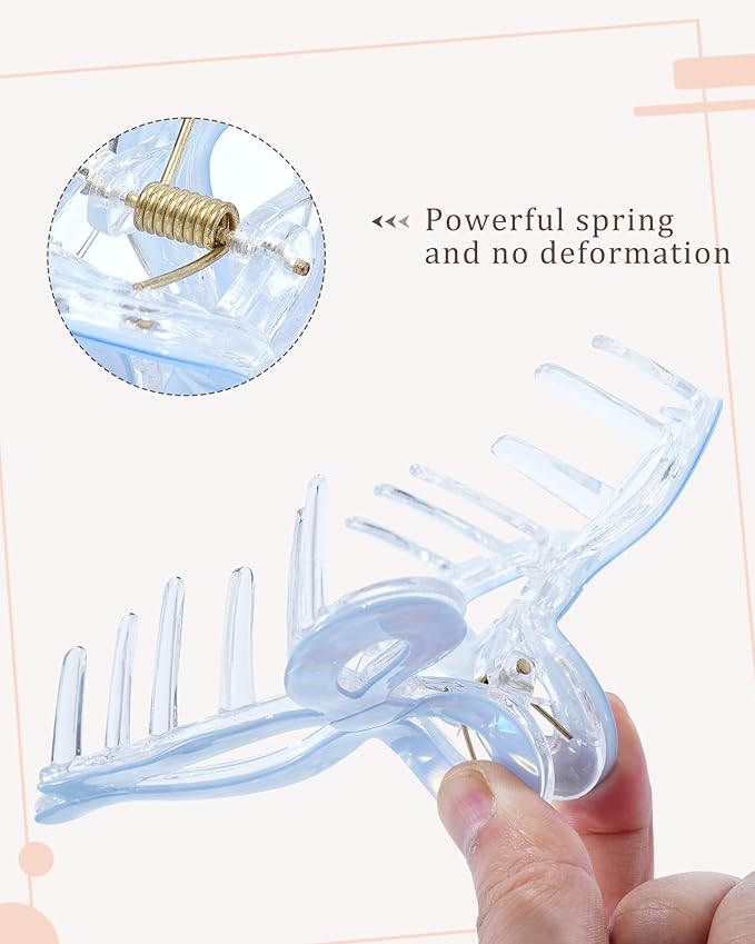 Molans 5Inch Large Hair Claw Clips 4 PCS for Women - Acrylic Hair Accessories for Thick Hair and Long Hair, Big Strong Durable Hair Applique, Oversized Non-slip Rectangle Butterfly Jaw Hair Clips