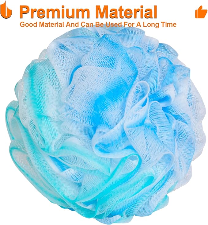 Urbanstrive Shower Bath Sponge XL 75g Soft Shower Loofahs Balls for Body Wash Men Women Bathroom Accessories, 1 Pack, Green-Blue